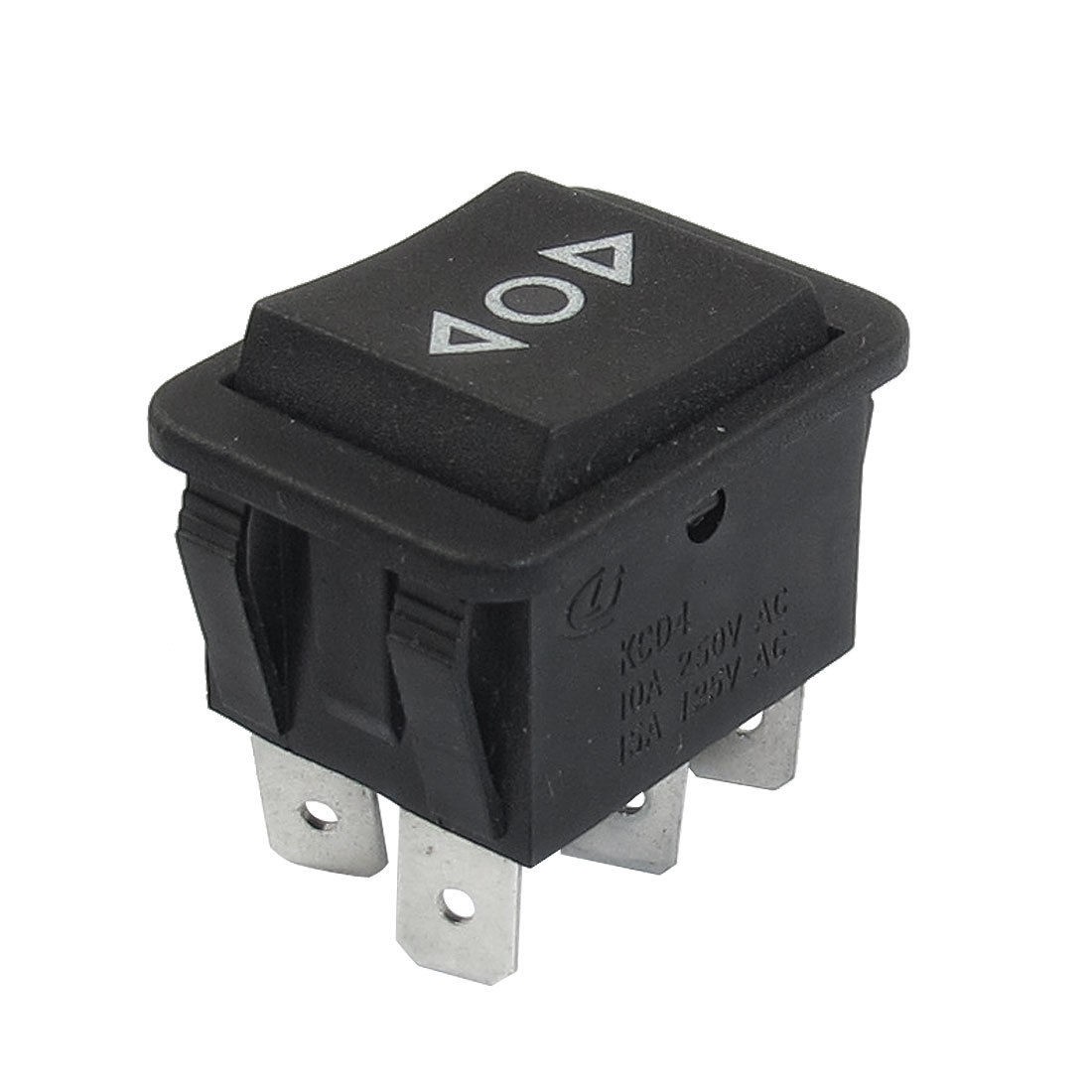 Momentary 6 Pin DPDT Black Button On/Off/On Rocker Switch AC 250V/10A 125V/15A