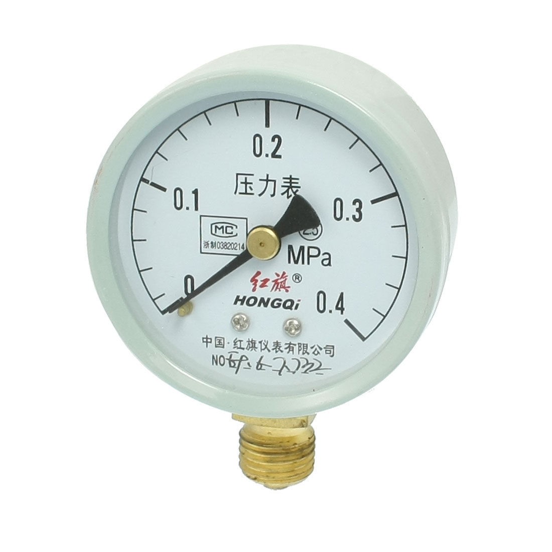 3/8" NPT Thread Round Face Water Air Pressure Gauge 0-0.4MPa