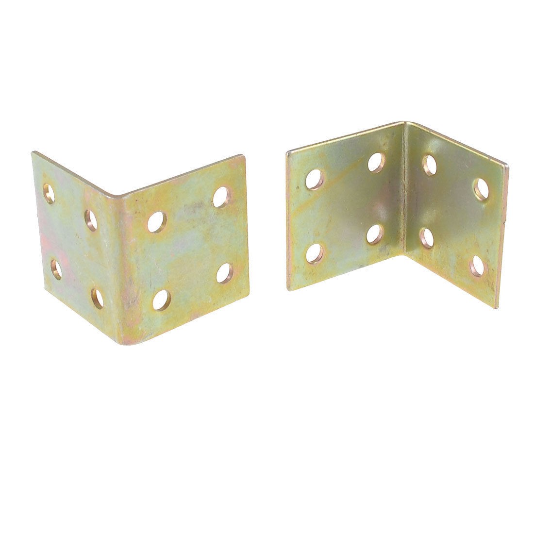 2 Pcs 34mm x 33mm x 33mm Chair Door Brackets Metal Corner Braces Brass Tone