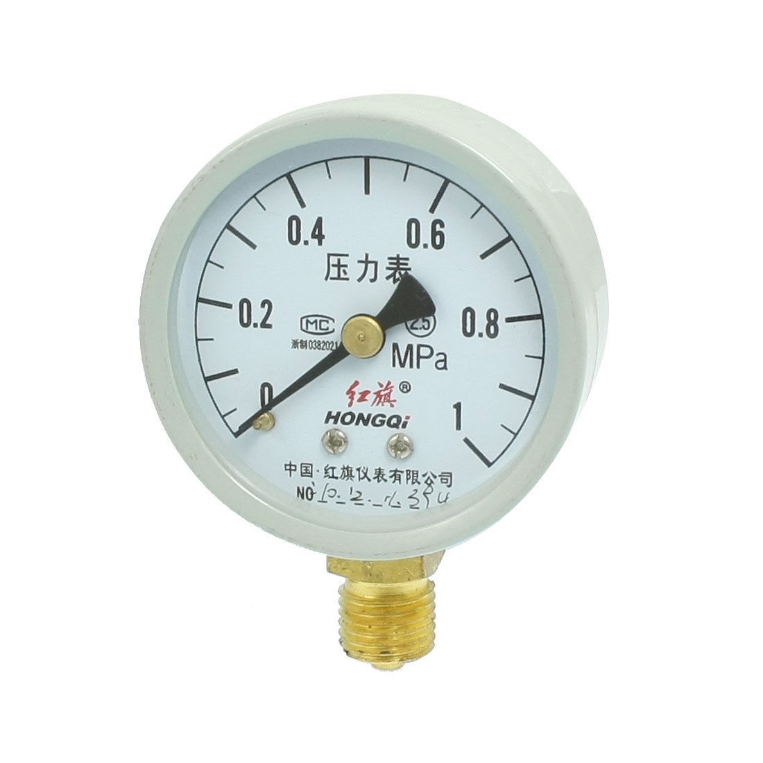 Round Face 3/8" NPT Thread Water Air Pressure Gauge 0-1MPa