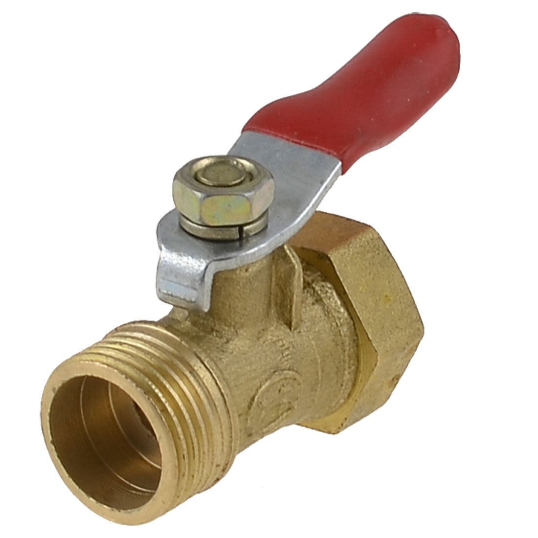 3/8" PT Male to Female Thread Red Lever Handle Full Port Brass Ball Valve