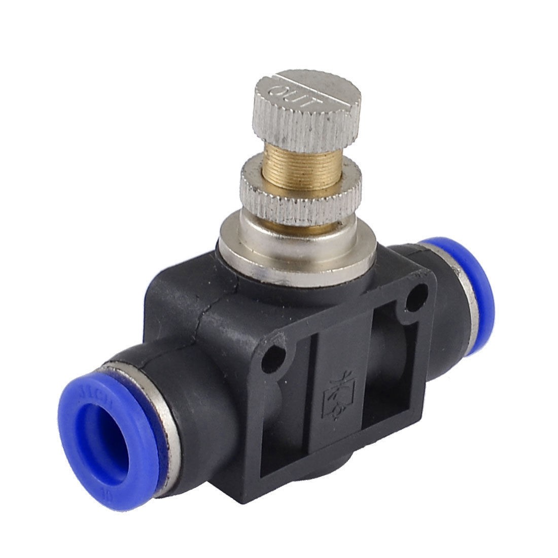 10mm to 10mm Push In Quick Connector Air Pneumatic Speed Controller Black