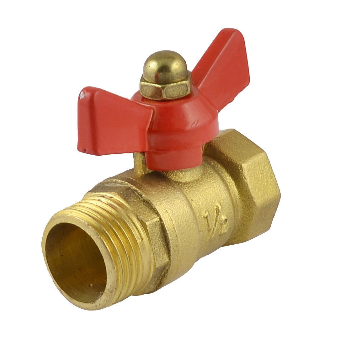 Male to Female 1/2"PT Threaded Butterfly Handle Brass Ball Valve