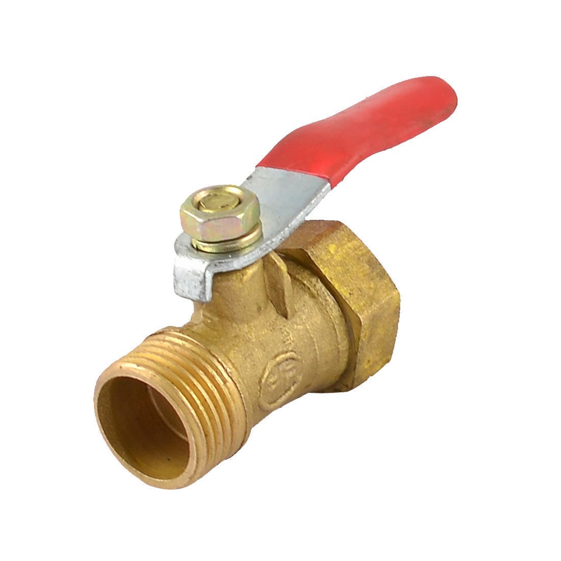 Male to Female 3/8"PT Thread Red Lever Handle Brass Ball Valve