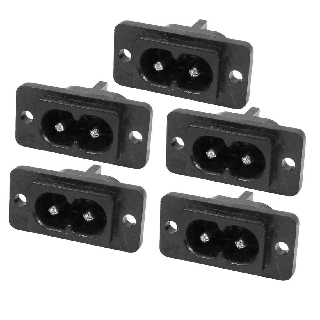 5 Pieces AC 250V 2.5A IEC320 C8 Screw Mount Inlet Plug Power Socket Black