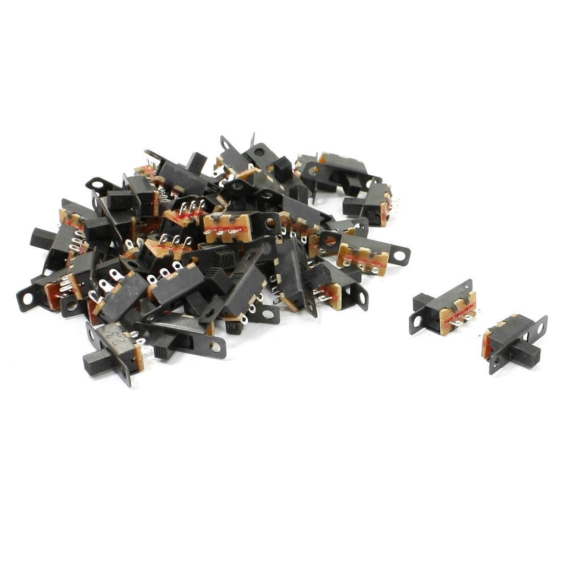 50 Pcs 6 Solder Lug Pin ON/OFF/ON 2 Position Panel Mount Slide Switch