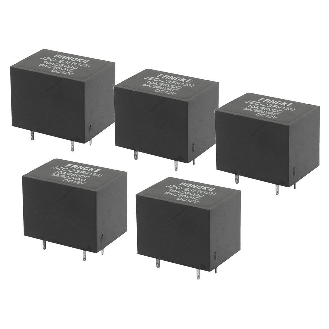DC 28V/10A AC 220V/5A PBC Mount General Purpose Relay DC 12V Coil Black 5 Pcs