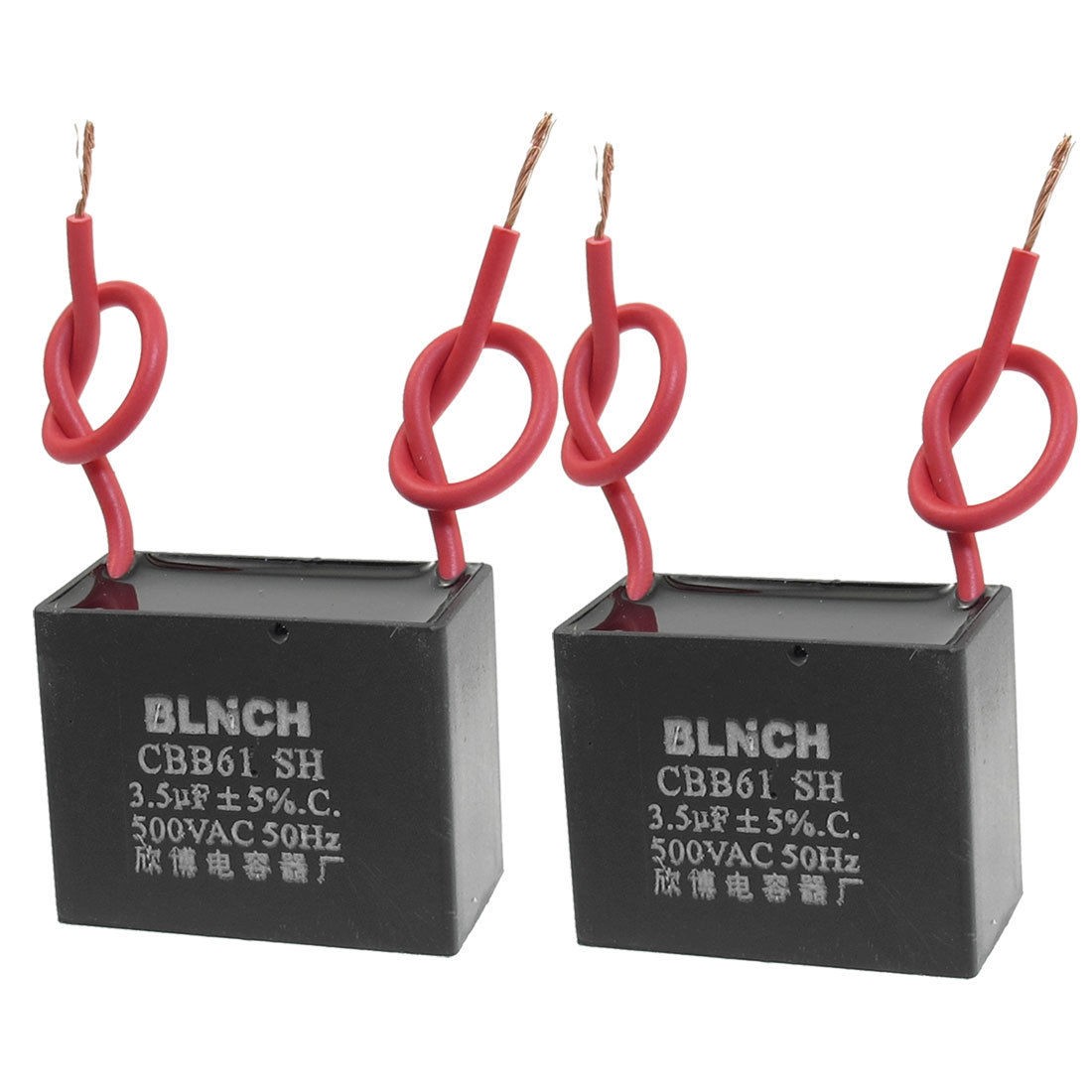 2 Pcs CBB61 3.5uF AC 500V Rectangle Non Polar Motor Run Capacitor