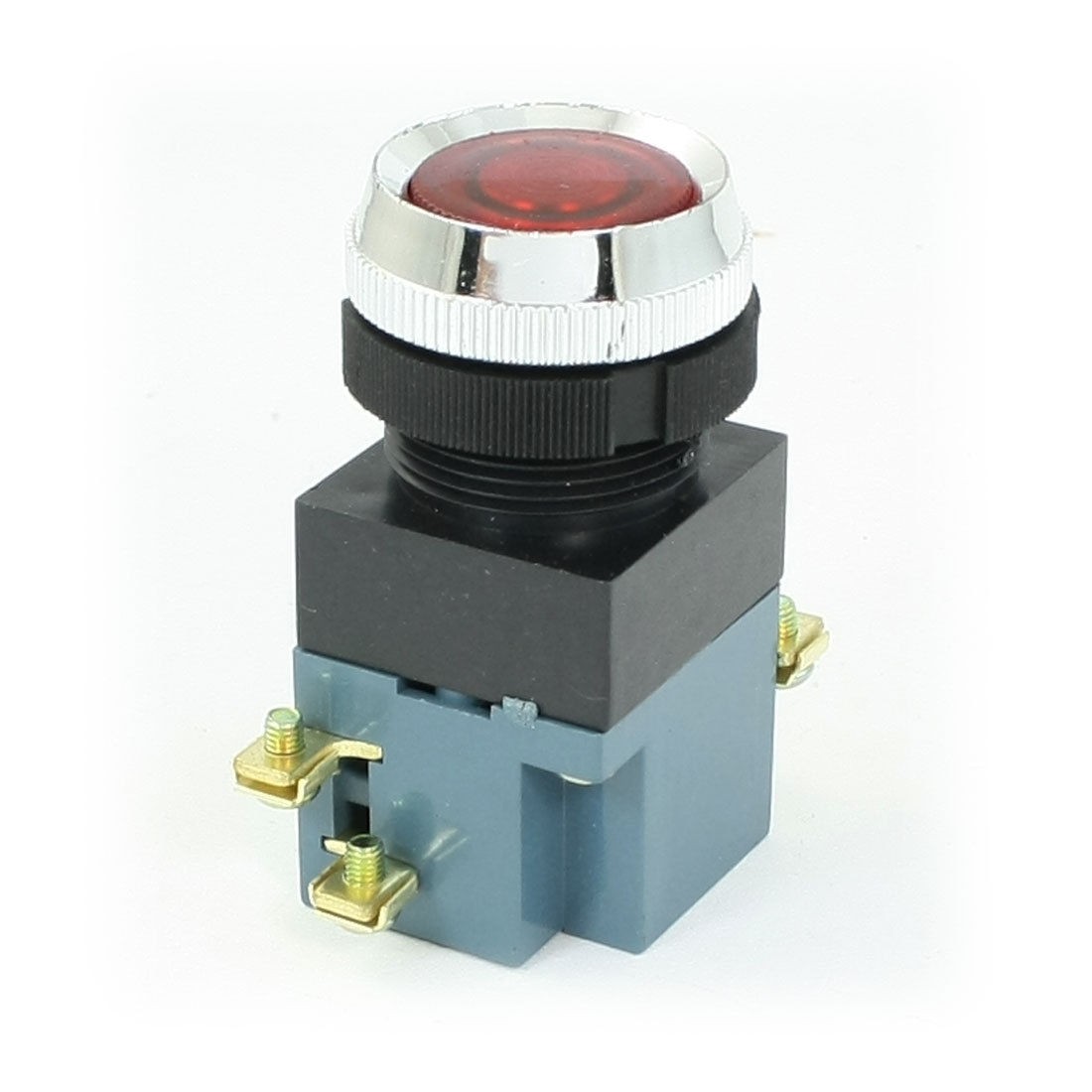 Panel Mounting Red Momentary Push Button Switch AC 380V 5A 1NO 1NC DPST