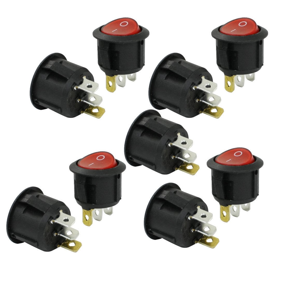 AC 250V/6A 125V/10A 3 Pins SPST ON/OFF Red Light Snap In Boat Rocker Switch