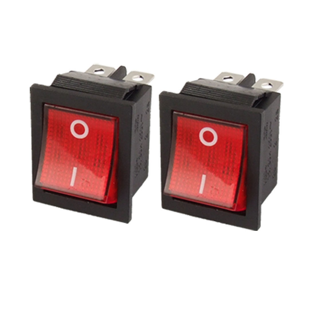 AC 250V 16A 125V 20A Red Light 6 Pin DPDT ON/ON Snap In Boat Rocker Switch 2 Pcs