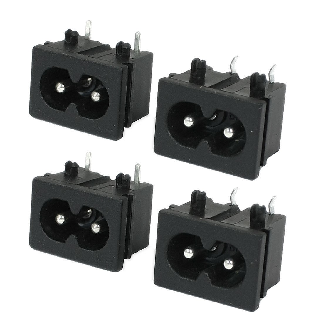 4 Pcs Black Male Plug IEC320 C8 AC Power Socket Connector 2.5A 250VAC