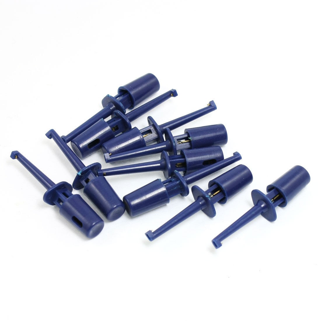 10 Pcs Plastic Multimeter Test Hook Clip Grabber Blue 1.7" for PCB SMD IC