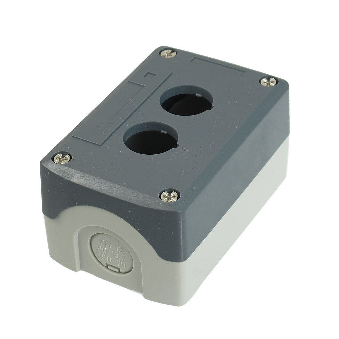 Gray Plastic 22mm Dia 2-Hole Push Button Switch Control Box Case