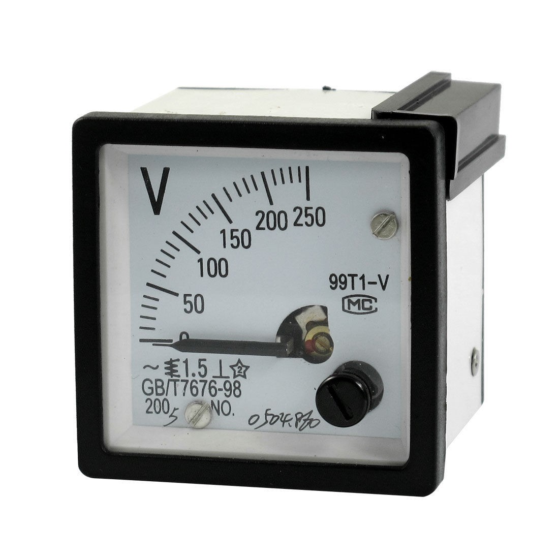 AC 0-250V Fine Tuning Dial Panel Analog Voltage Meter Voltmeter White Black
