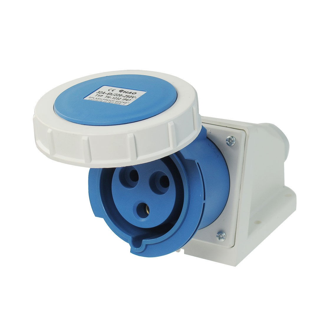 IP67 Splash Proof 2P+E IEC309-2 Panel Mounting Socket AC 220-250V 32A
