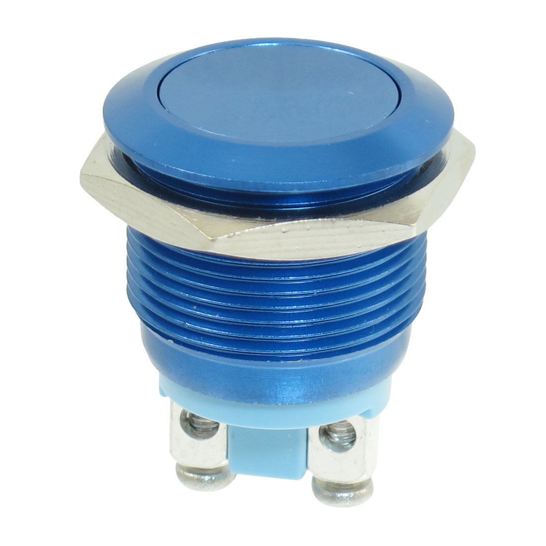 19mm Flush Mounted Momentary SPST Blue Stainless Steel Round Push Button Switch