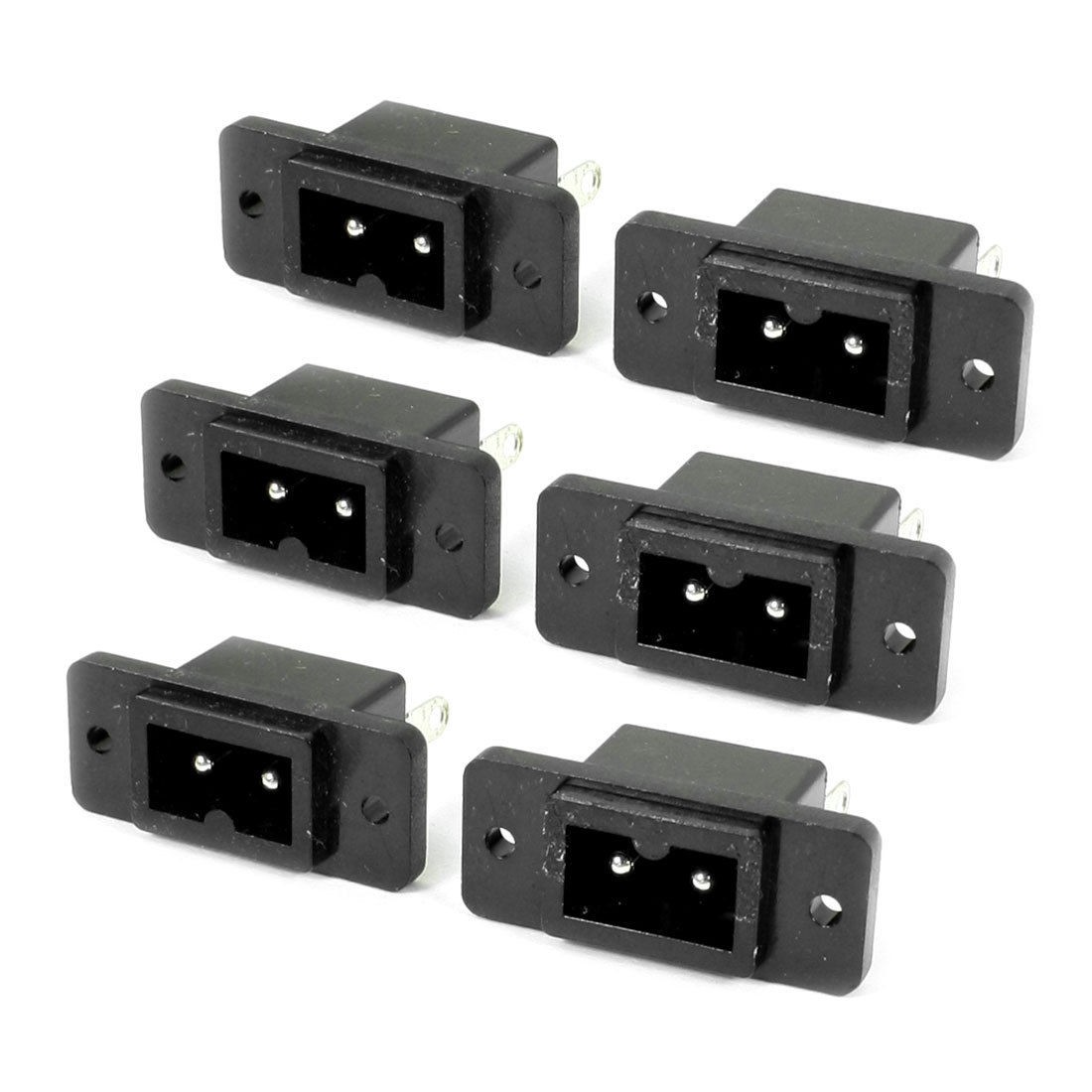 250V 2.5A 2 Pin Black IEC60320 C12 Male Plug Power Inlet Socket Adapter 6 Pcs