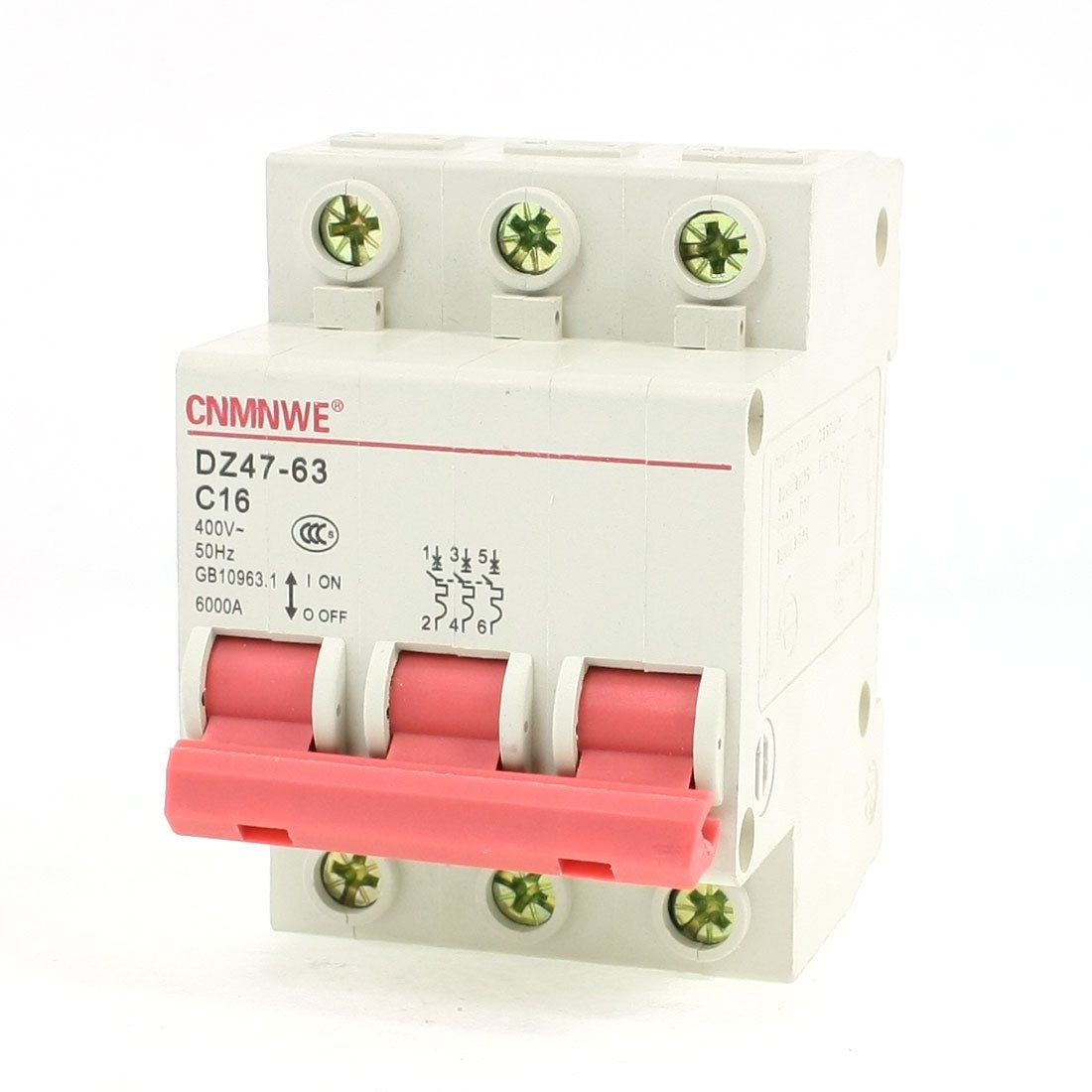DZ47-63 C16 16A 400VAC 6000A Breaking Capacity 3 Poles Circuit Breaker