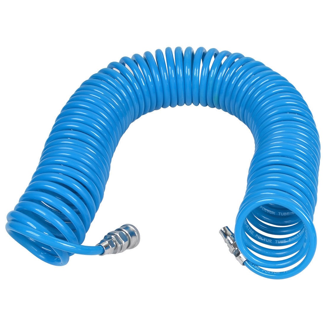 Blue Quick Connector Flexible 8mmx5mm Air Pneumatic Coiled Hose Pipe 12 Meter