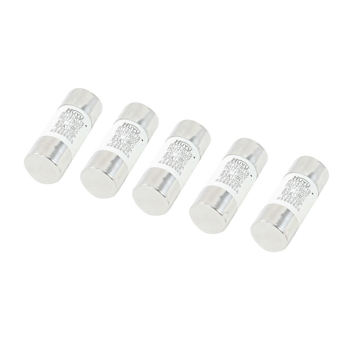 5 Pcs 500V 63A 22 x 58mm Cylindrical Ceramic Tube Fuses Link RT14 RT19 RO17