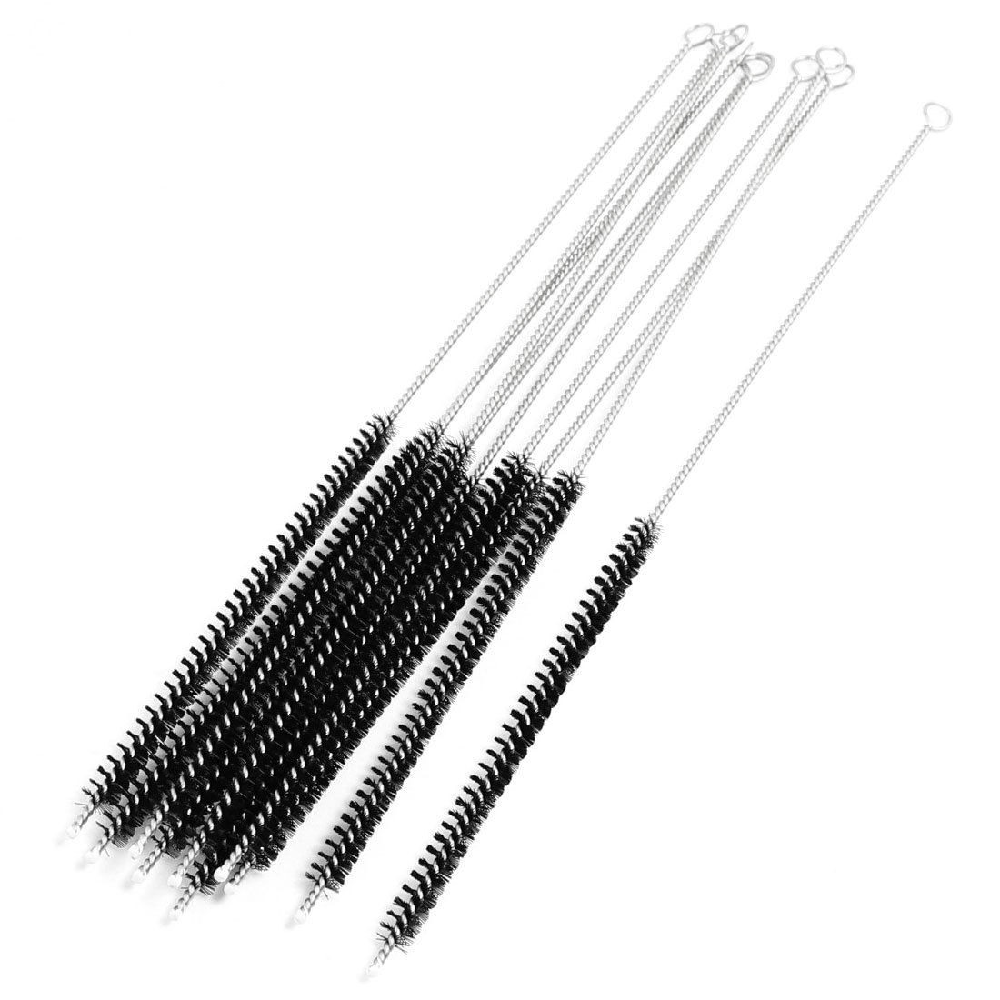 10 Pcs 4.5mm Dia Chemistry Test Tube Bottle Nylon Washing Brush Black