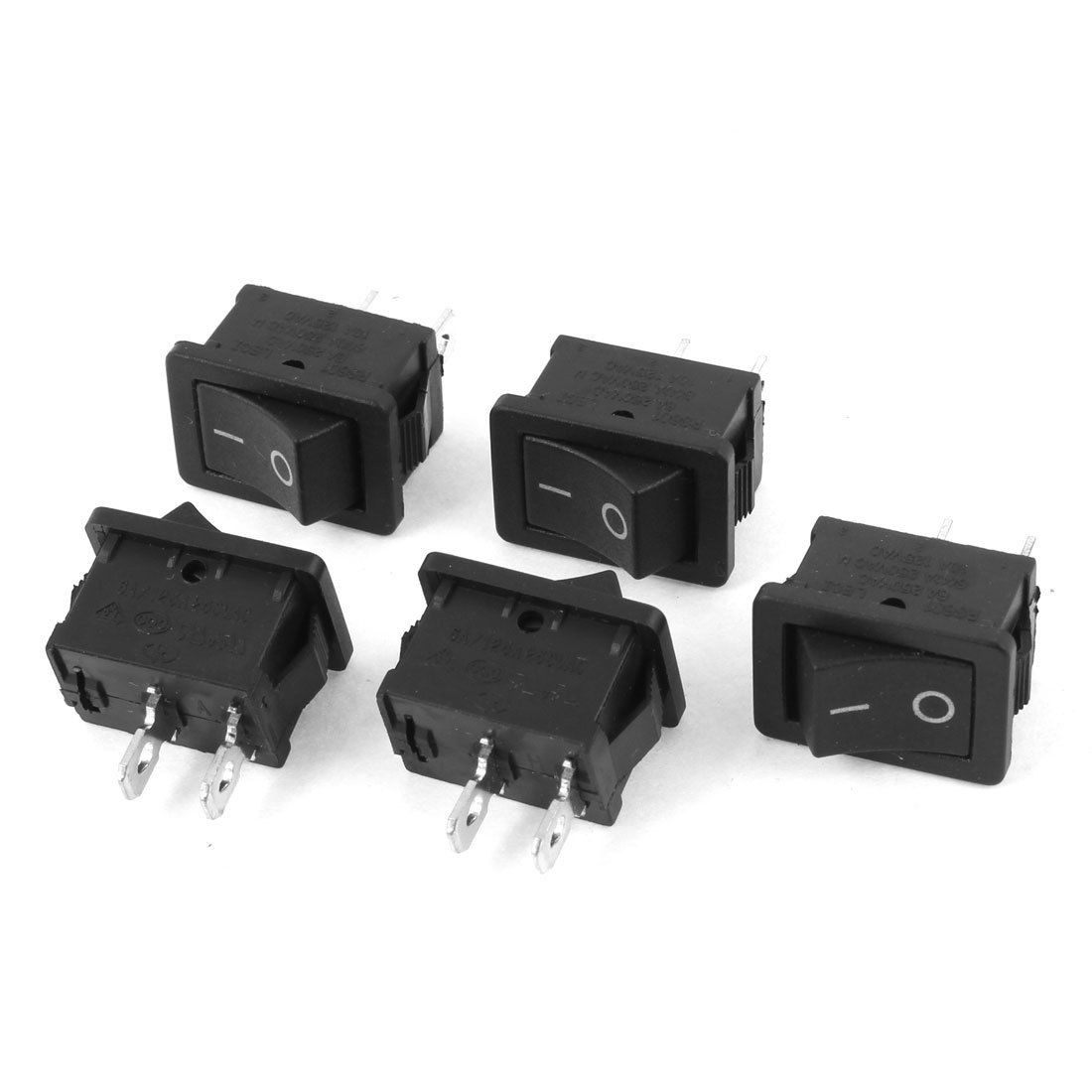 5 Pcs AC 125V/10A 250V/6A 2 Terminalss SPST Snap in Boat Rocker Switch