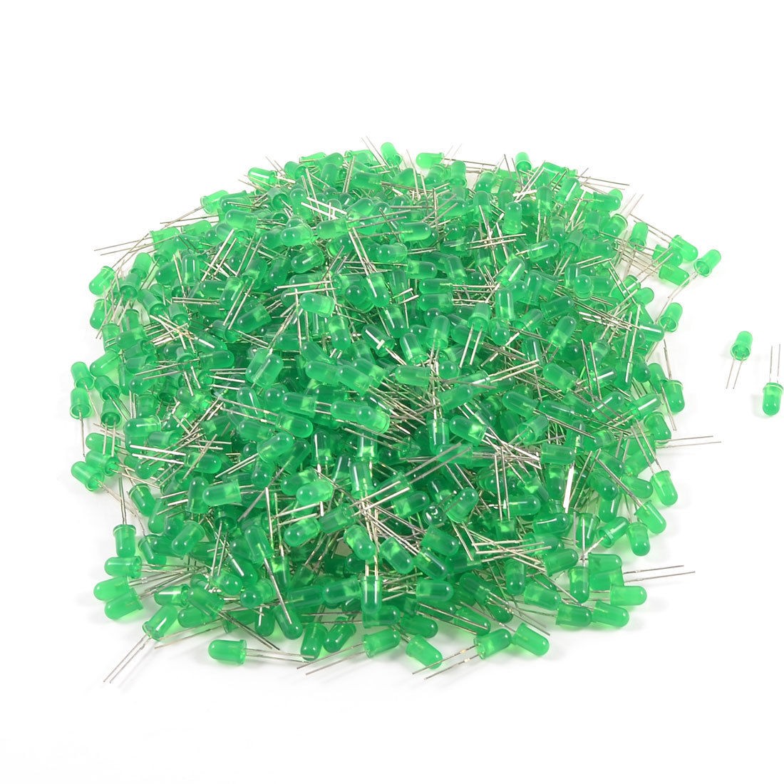 1000 Pcs DC 2.2-3.2V 20mA Non-polar 2-Pin 5mm F5 Green LED Light Emitting Diodes