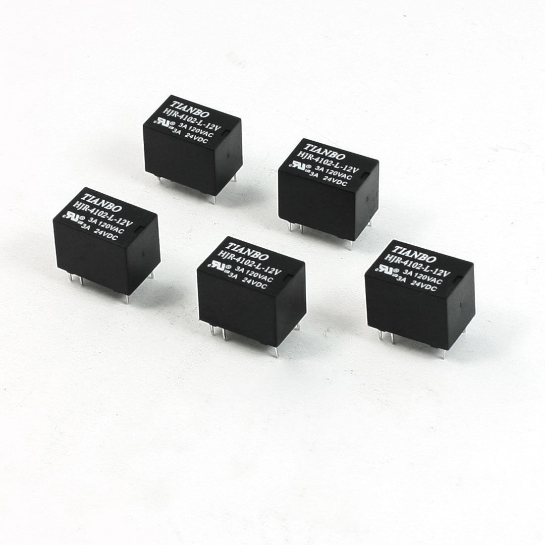 5 Pcs DC 12V Coil 6 Pins SPDT HJR-4102-L PCB Power Relay 3A 120VAC 24VDC