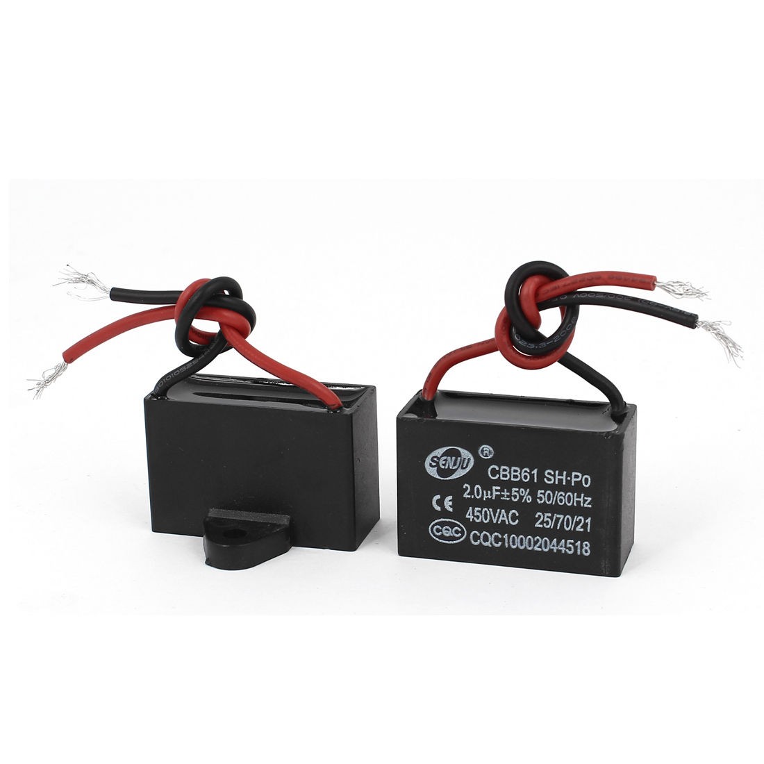2 Pcs CBB6-1 AC 450V 2uF Non Polar Rectangle Motor Run Capacitor Black