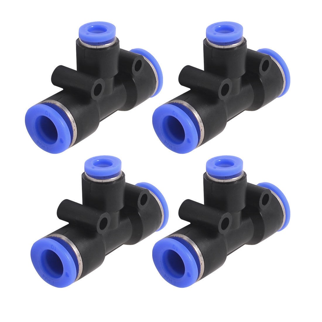 10mm x 6mm T Joint Plastic One Touch Tube Connector Quick Fittings 4PCS