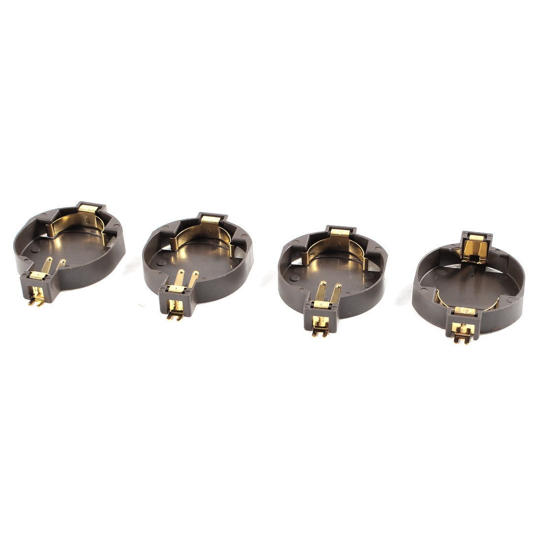 4 x Brown Plastic Button Coin Cell Battery Sockets Holder for CR2032