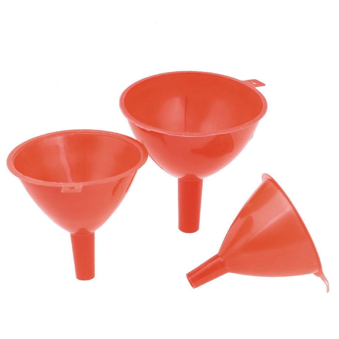 3 Pcs Red Plastic 3.7" 4.5" 5.3" Diameter String Hang Filter Funnel