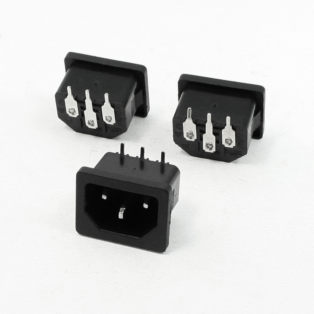 3 Pcs Black 3 Pin Male IEC320 C14 Inlet Plug Power Socket 10A 250VAC