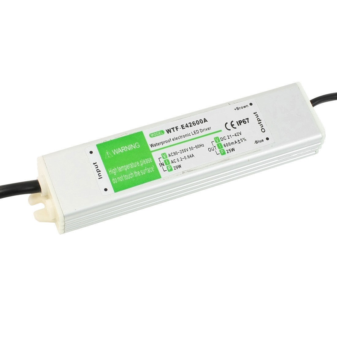 90-250VAC 21-42VDC 600mA 25W Waterproof Drive Power Supply for LED Strip Light