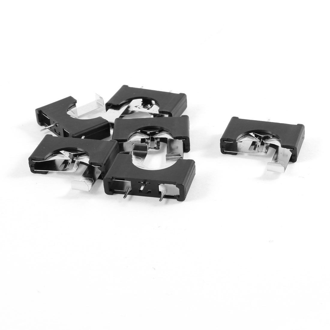 6 x Plastic Housing CR2025 Button Cell Battery Sockets Holder Case Black