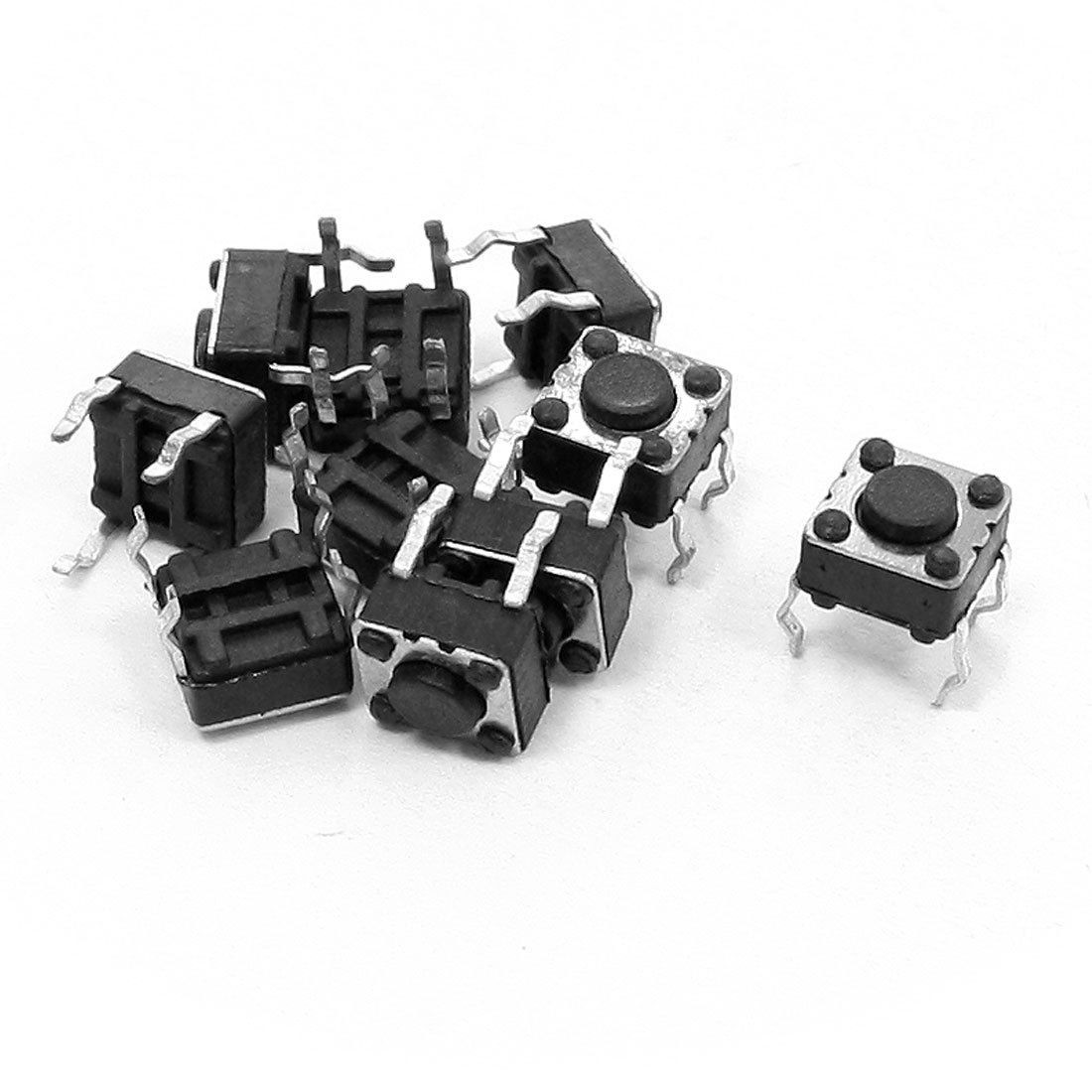 10 Pcs 6x6x4.5mm 4 Pins DIP PCB Momentary Tactile Tact Push Button Switch