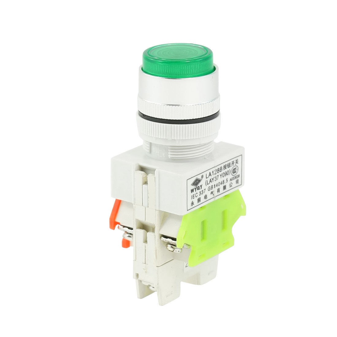 220VAC Green Light LED Indicator Self Locking Momentary Botton Switch 660VAC 10A