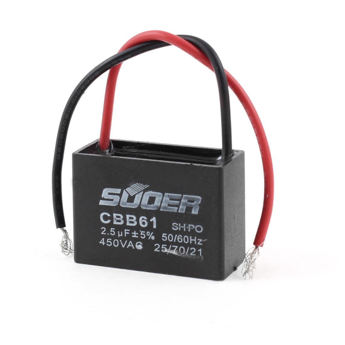 Replacement Ceiling Fan Motor Running Capacitor Black CBB61 450VAC 2.5uF 50/60Hz