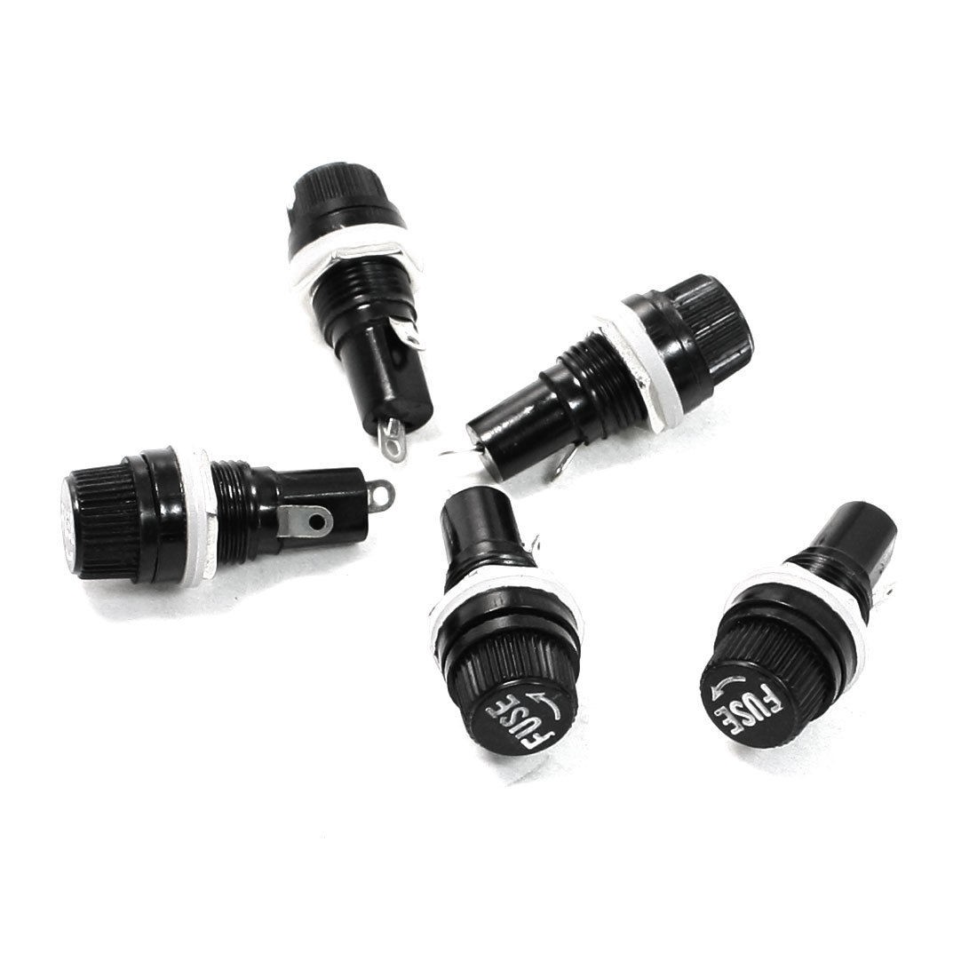 5 Pcs 10A 250V AC 5 x 20mm Panel Mounted Plastic Fuse Holder