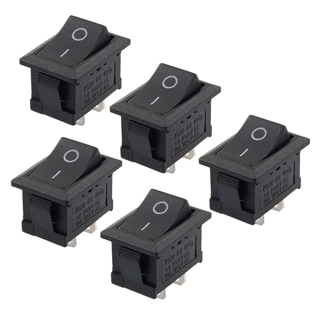 5 Pcs x Panel Mount ON-OFF SPST 2 Pin Boat Rocker Switch 6A/250V 10A/125V AC