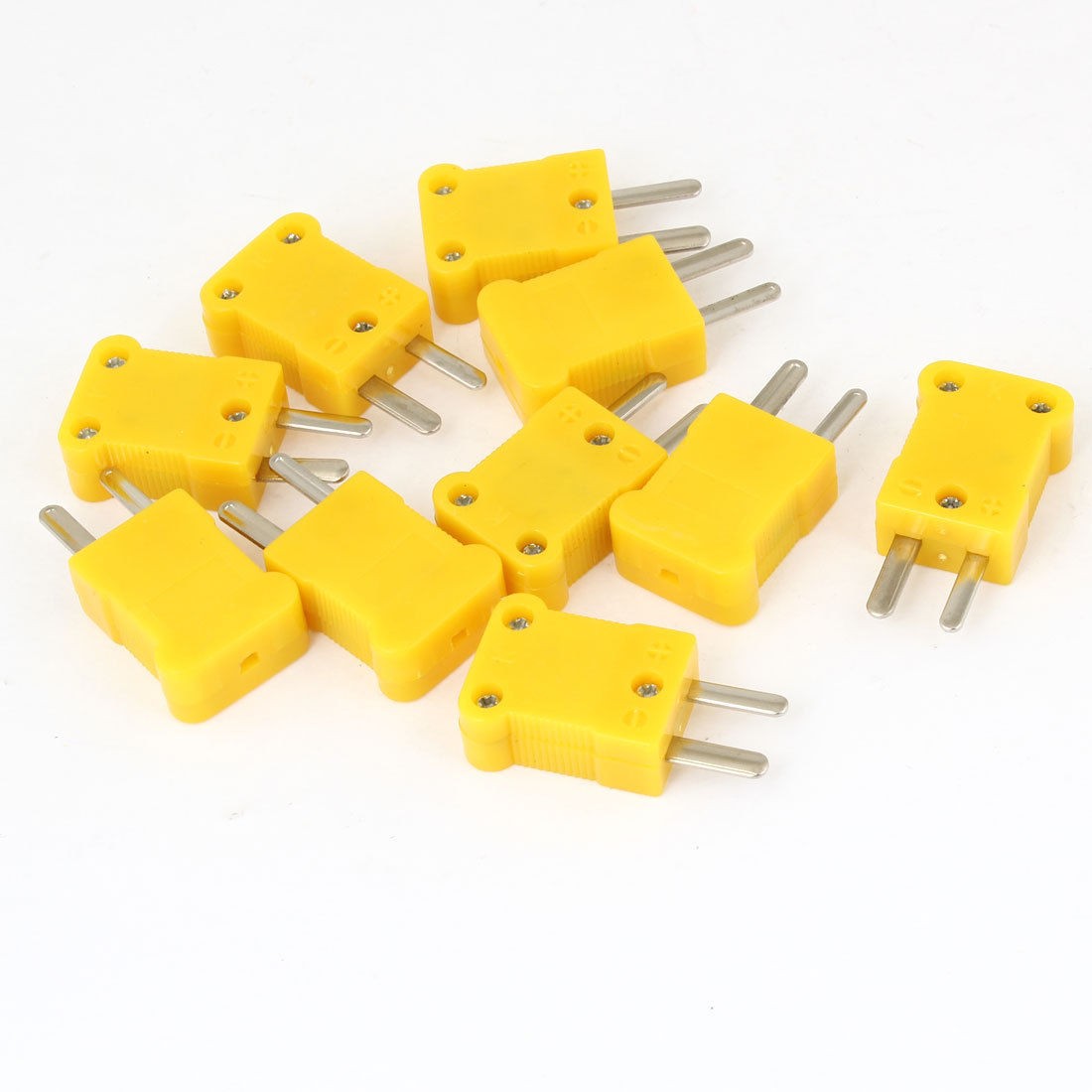 10Pcs 22mm x 18mm x 9mm Yellow Casing 2-Pins Thermocouple Socket