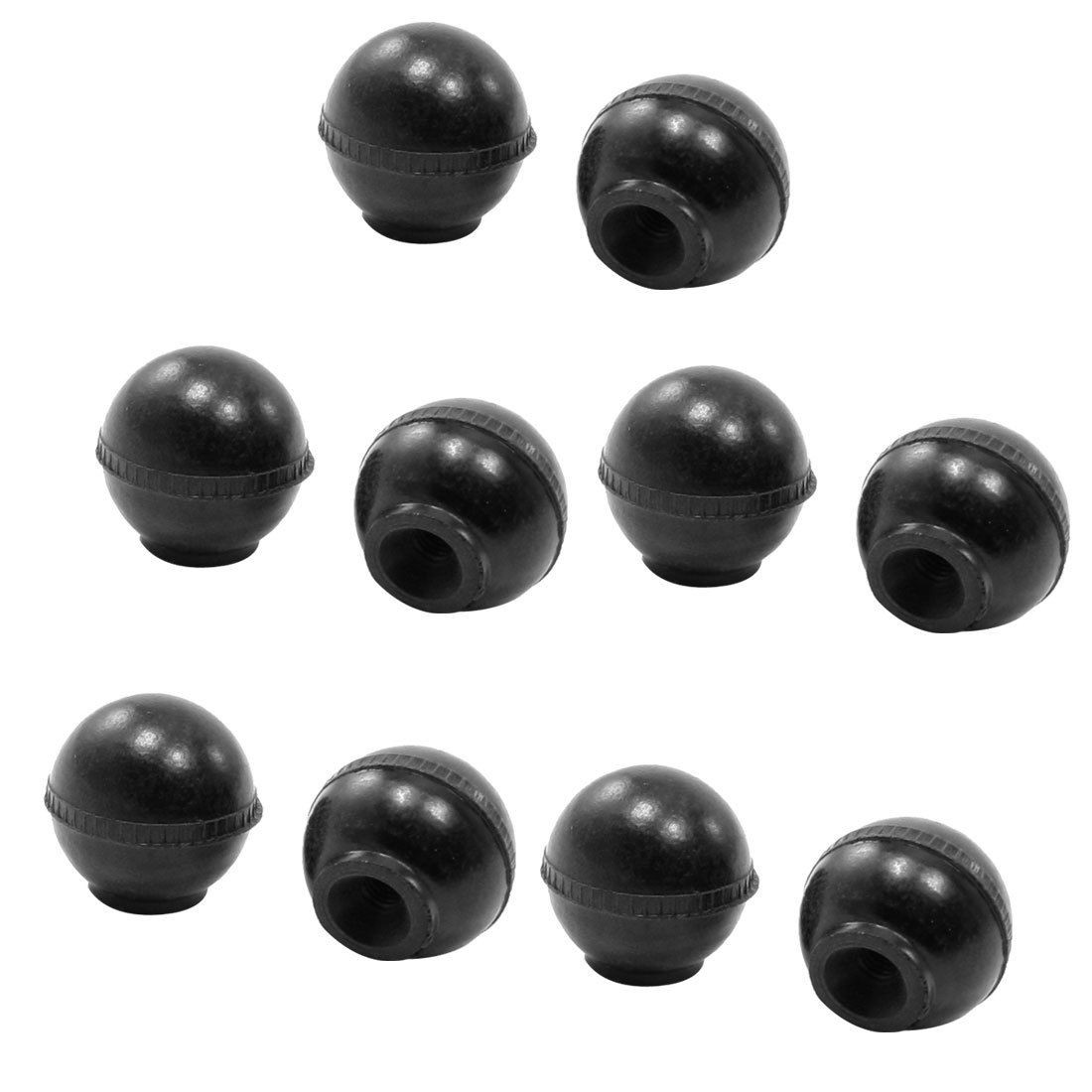 10 Pcs 6mm Dia Thread Black Plastic Ball Round Handle Knob for Machine