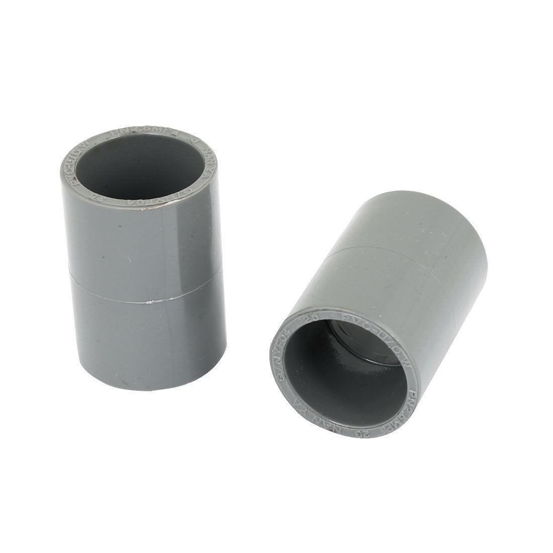 2PCS Replacement 25mm Inner Diameter PVC Straight Pipe Connectors Gray