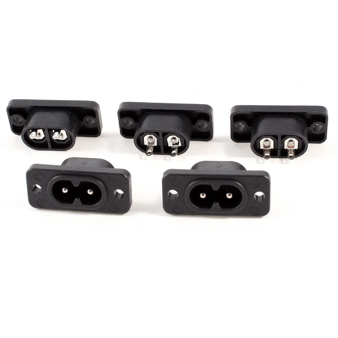 5 Pcs AC 250V 10A 2 Pins IEC320 C8 Power Inlet Socket Connector