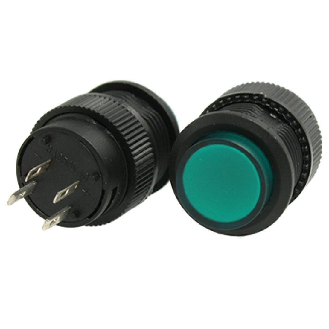 2 x Green 3V LED Light 2 Pin SPST Off(On) NO Round Momentary Push Button Switch