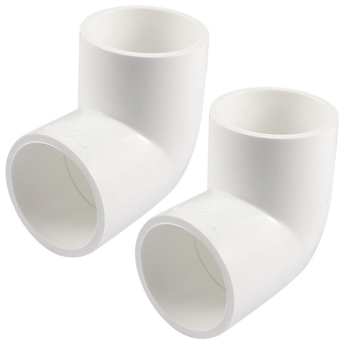 2 Pcs 40mm Inner Diameter 90 Degree Elbow PVC Pipe Connectors Fittings White