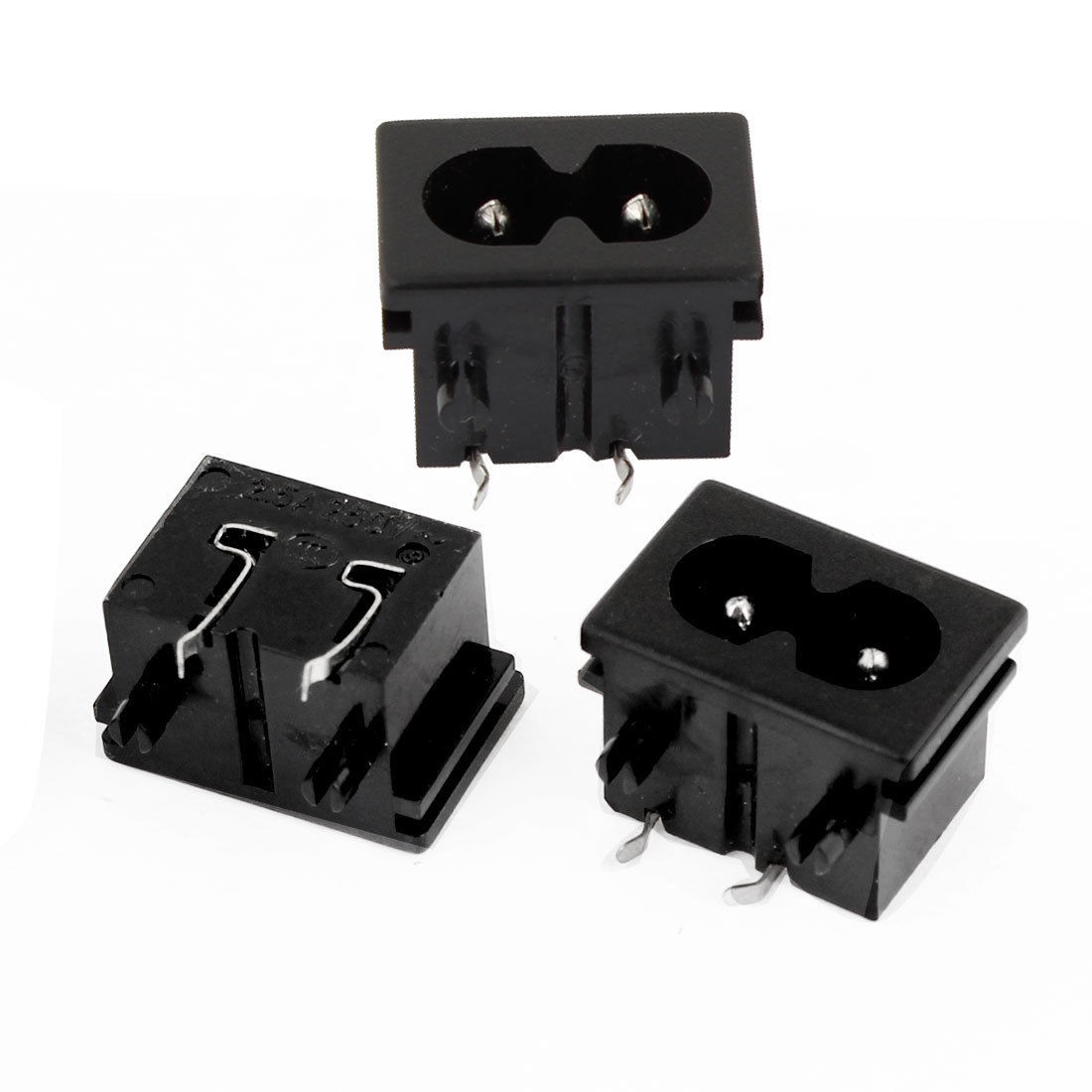 3 x AC 250V 2.5A Panel Mount IEC320 C8 Power Inlet Socket Soldering 2-Terminal