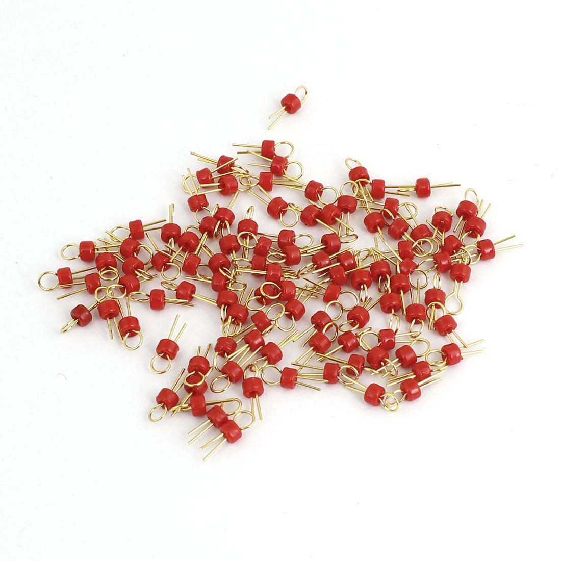 100 Pcs Red Ceramic Bead Gold Plated Copper PCB Test Pin Terminals