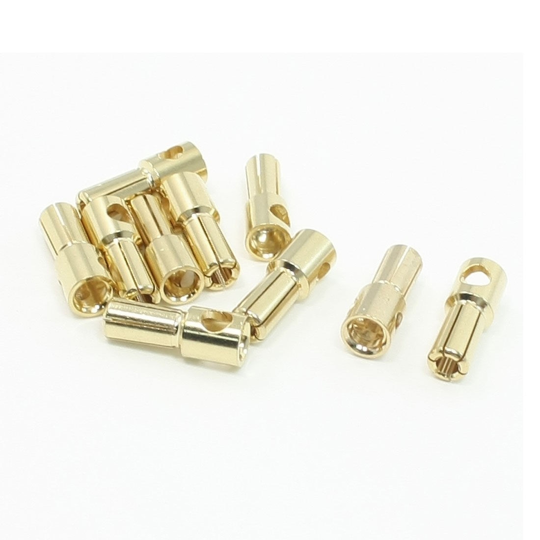 Gold Tone Metal RC Banana Bullet Plug Connector Male 5.5mm 10 Pcs